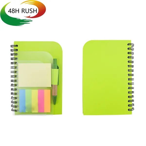 Clear Hard Cover Notepad w/ Pen & Sticky Notes Set