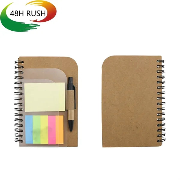 Clear Hard Cover Notepad w/ Pen & Sticky Notes Set