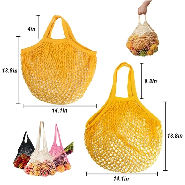 Long Handle Cotton Shopping Mesh Bag