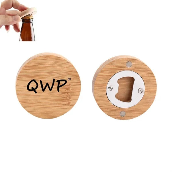 Wood Beer Opener With Refrigerator Sticker