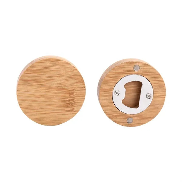 Wood Beer Opener With Refrigerator Sticker