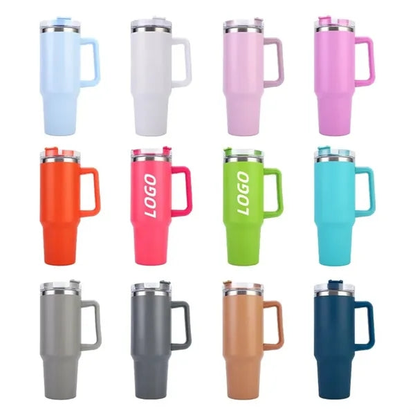 40 oz. Insulated Mug with Handle and Straw