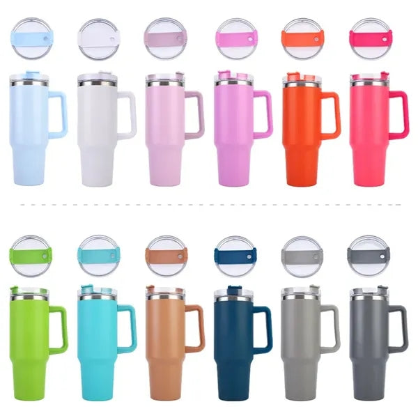 40 oz. Insulated Mug with Handle and Straw