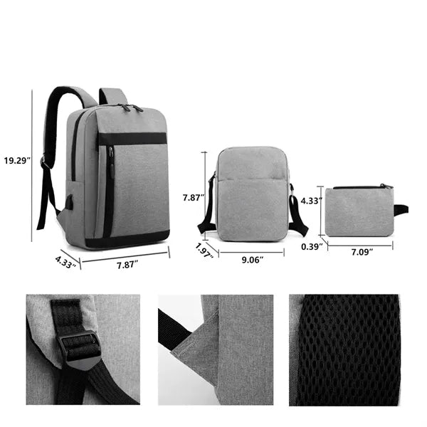 Three Piece Backpack Set Crossbody Storage Bag