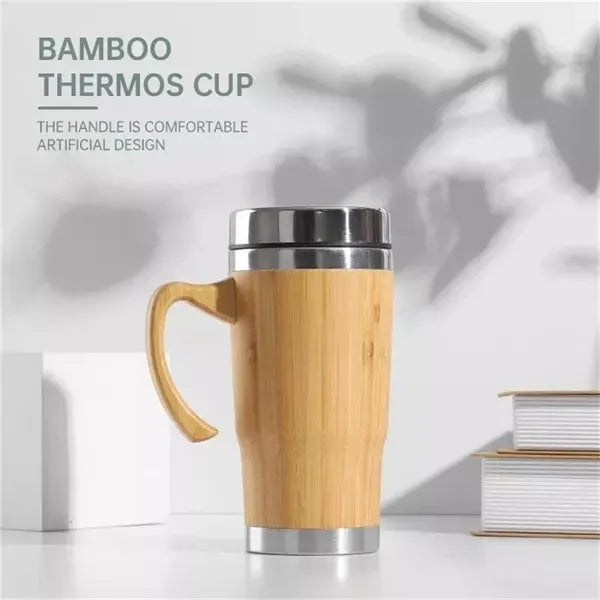 15oz Stainless Steel Bamboo Coffee Mug