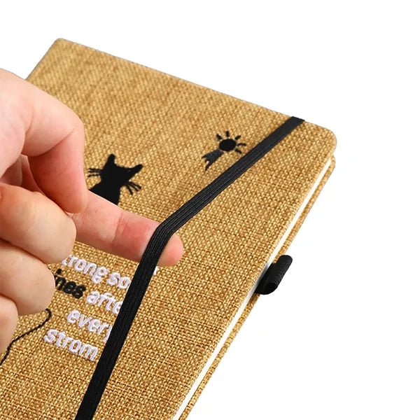 5.7" x 4" Jute Cover Bound Notebook with Pen Loop