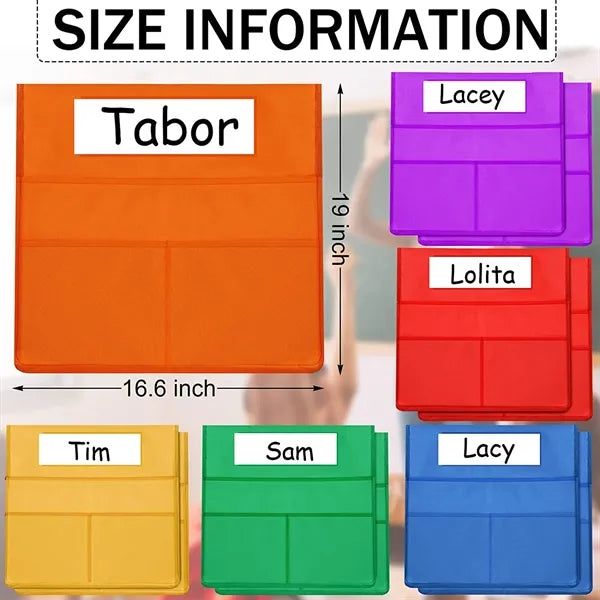 Chair Pockets for Classroom Seat with Name Tag
