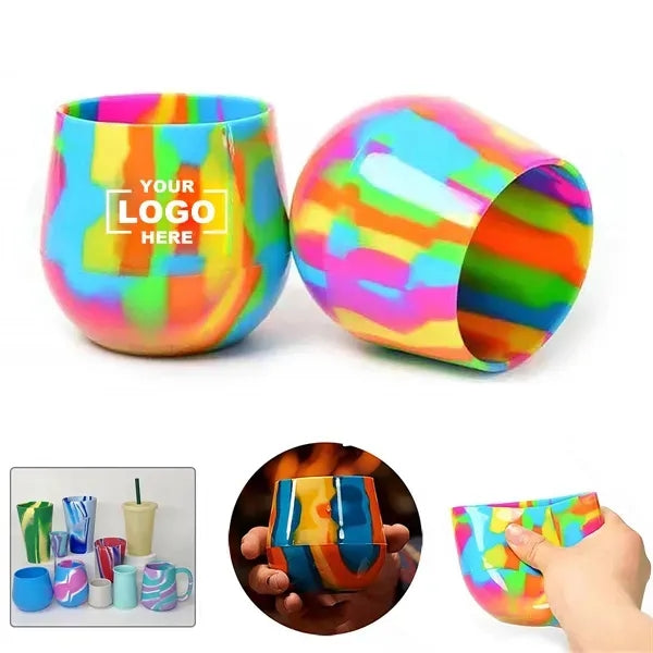 14oz Tie Dye Silicone Unbreakable Wine Glass Cup