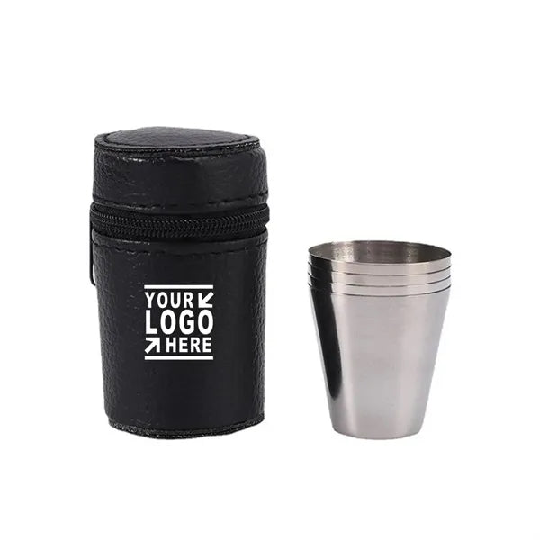 Travel Camping Stainless Steel Wine Cup Kit with Pu Pouch