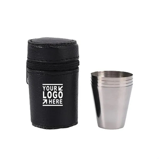 Travel Camping Stainless Steel Wine Cup Kit with Pu Pouch