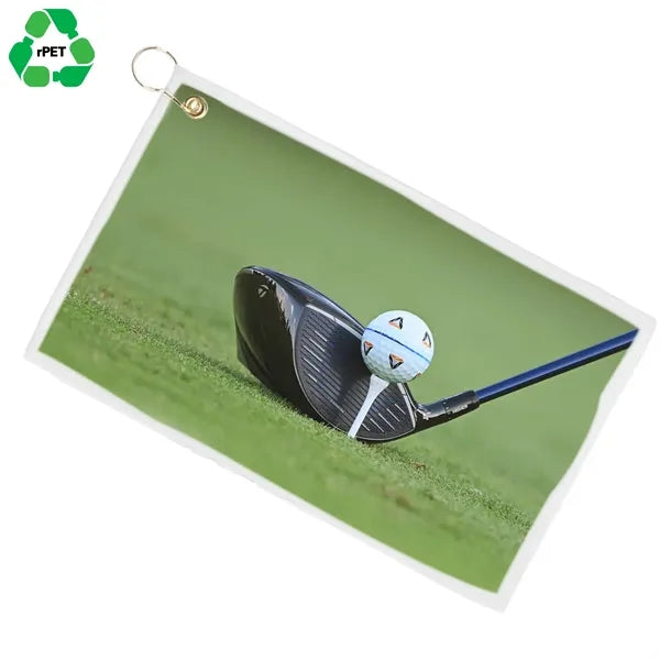 Eco-friendly rPET Sublimated Microfiber Velour Golf Towel