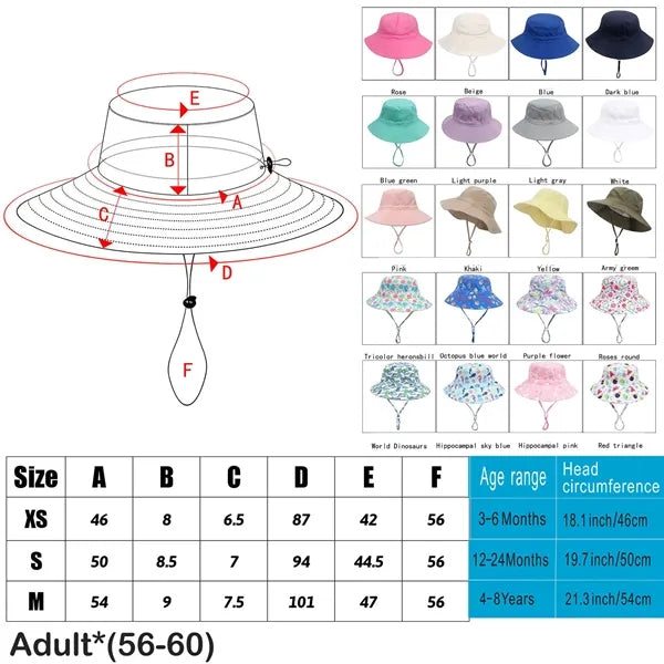 Kids Wide Brim Bucket Hat