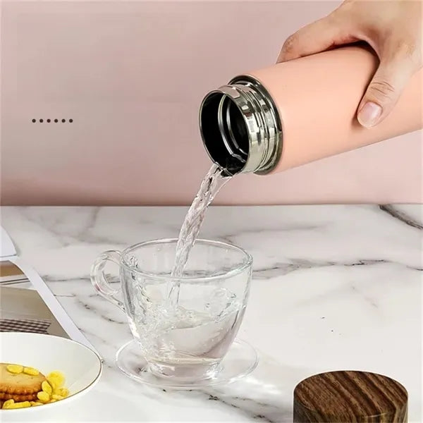 17 oz Stainless Steel Thermos Cup with Wood Grain Lid