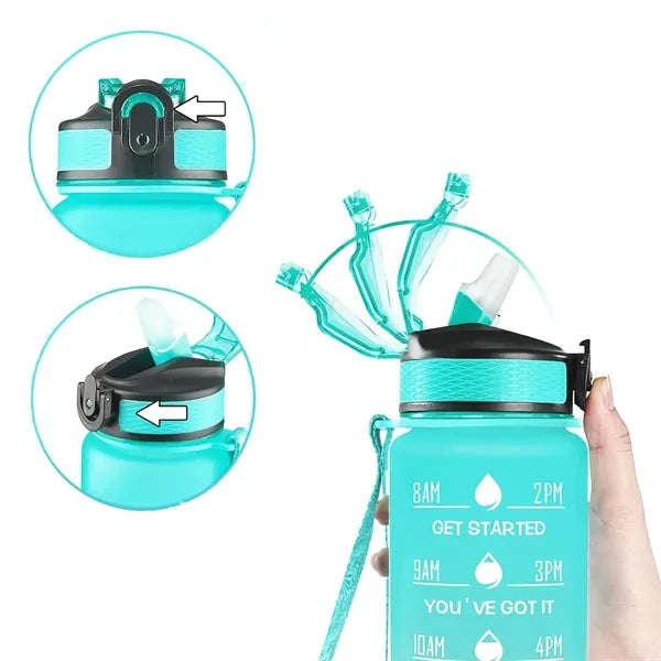 Time-Marked 32oz Sports Water Bottle With Straw