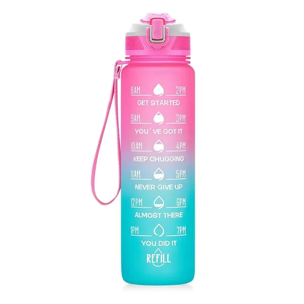 Time-Marked 32oz Sports Water Bottle With Straw
