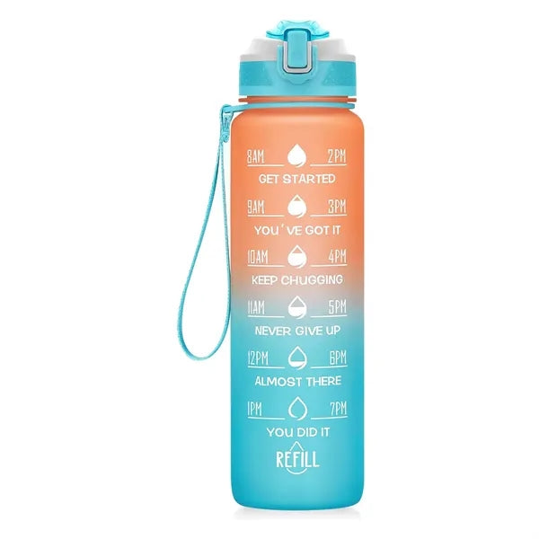 Time-Marked 32oz Sports Water Bottle With Straw