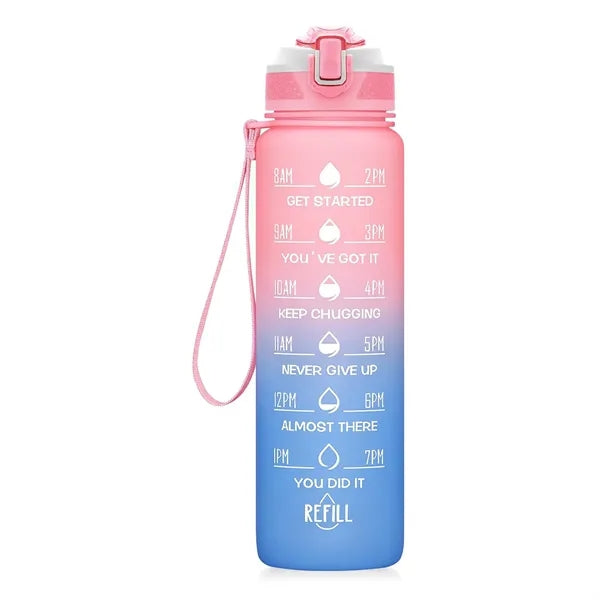 Time-Marked 32oz Sports Water Bottle With Straw