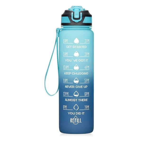 Time-Marked 32oz Sports Water Bottle With Straw