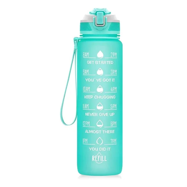 Time-Marked 32oz Sports Water Bottle With Straw