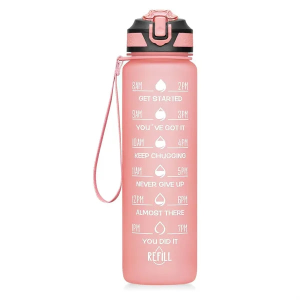 Time-Marked 32oz Sports Water Bottle With Straw