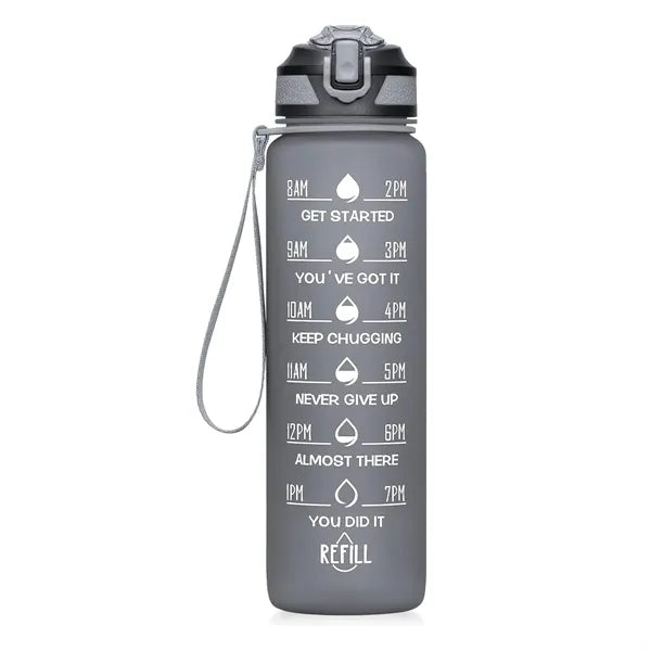 Time-Marked 32oz Sports Water Bottle With Straw