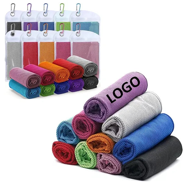 Sports Cooling Towel With Carabiner Pouch Packaging
