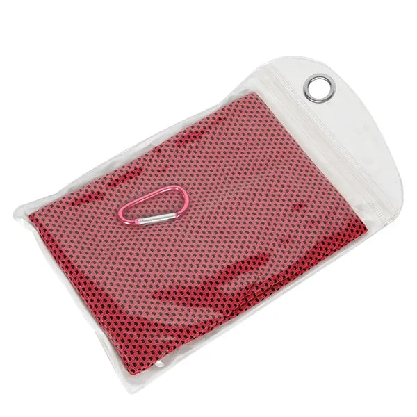 Sports Cooling Towel With Carabiner Pouch Packaging