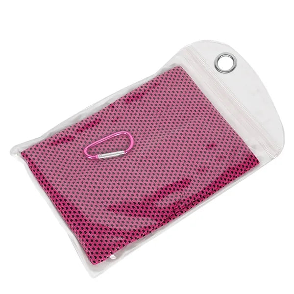 Sports Cooling Towel With Carabiner Pouch Packaging