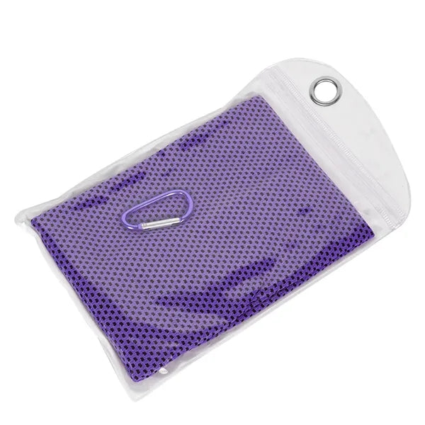 Sports Cooling Towel With Carabiner Pouch Packaging