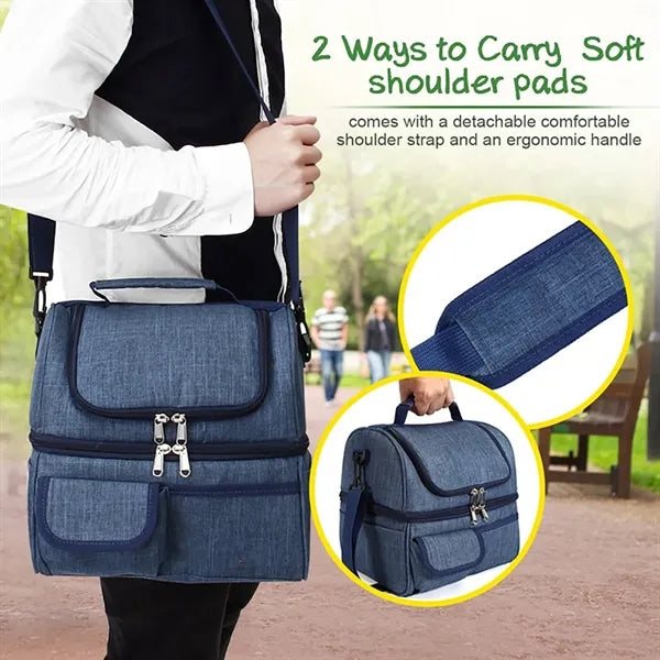 Insulated Lunch Tote Bag Double Deck Cooler