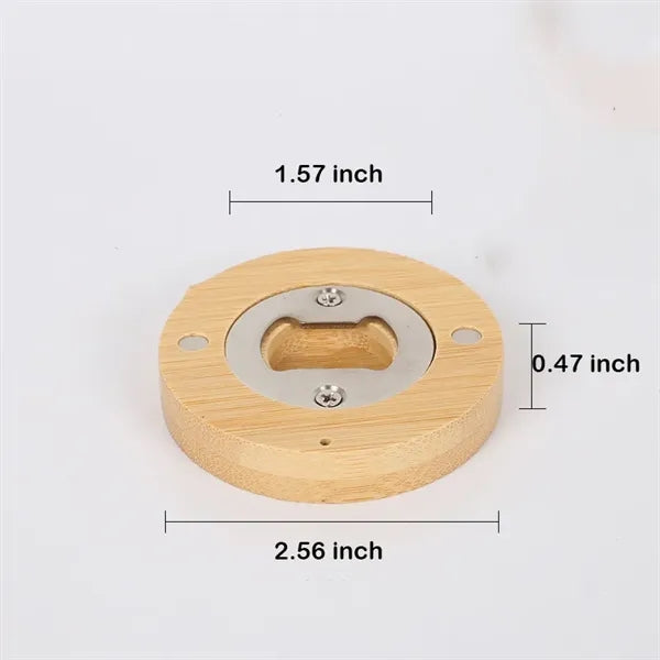 Round Magnetic Bamboo Bottle Opener
