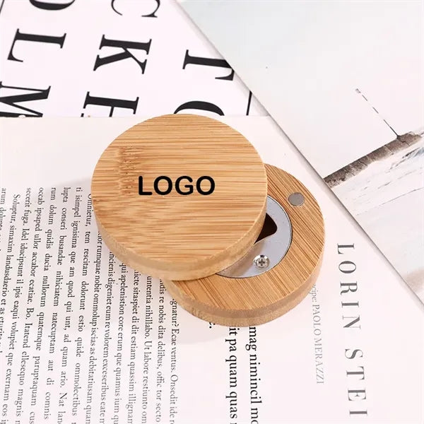 Round Magnetic Bamboo Bottle Opener