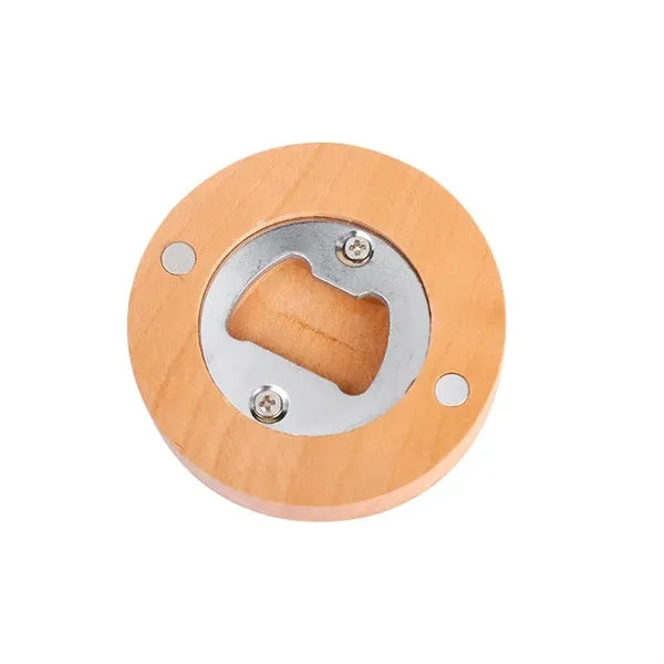 Round Magnetic Bamboo Bottle Opener