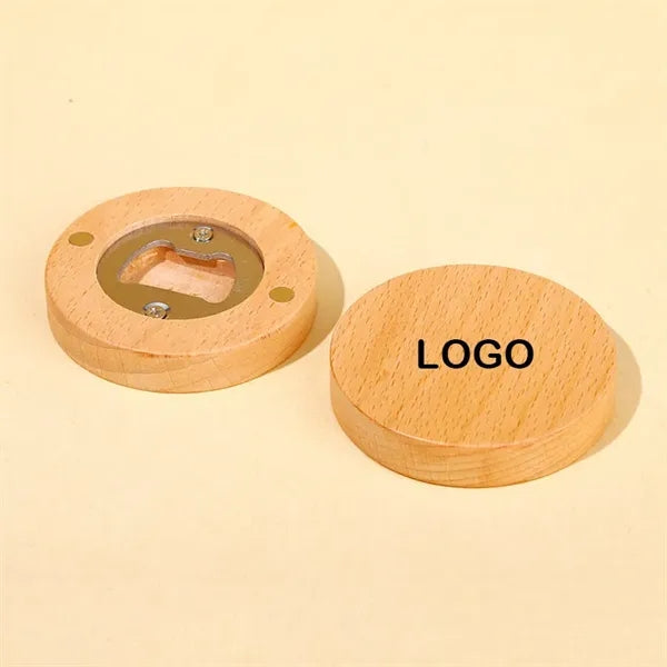 Round Magnetic Bamboo Bottle Opener