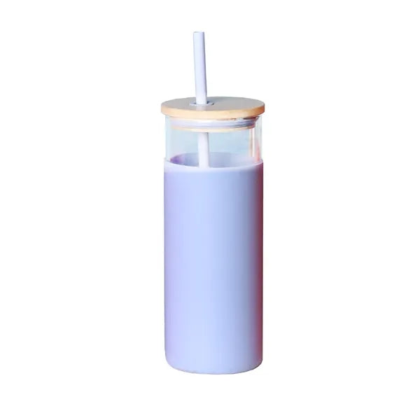 Silicone Protective Sleeve & Straw Glass Tumbler