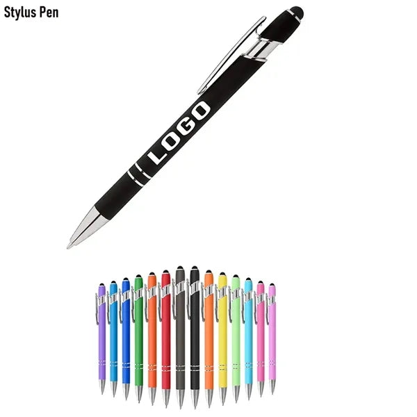 Metal Click Action Double Ring Gel Ink Stylus Bollpoint Pen