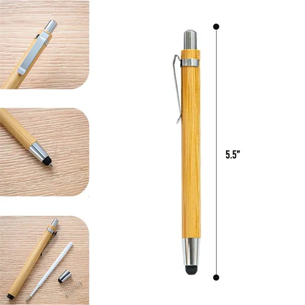 Eco-friendly Click Action Bamboo Wooden Stylus Ballpoint Pen