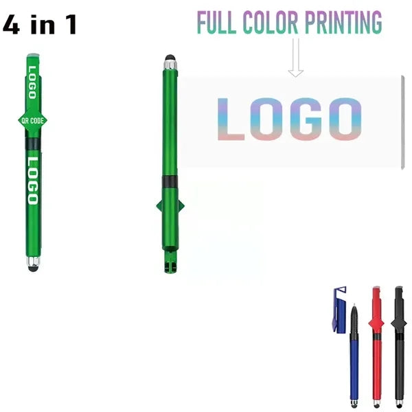 4-in-1 Plastic QR Code Ballpoint Pen w/Stylus& Phone Holder