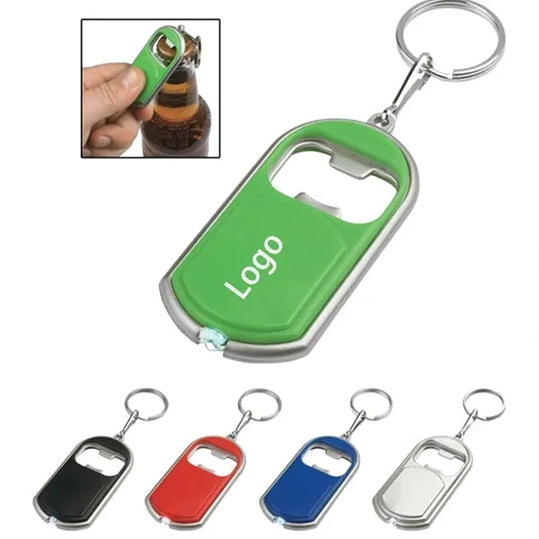3-in-1 Stainless Steel Bottle Opener w/Keychain & LED Light