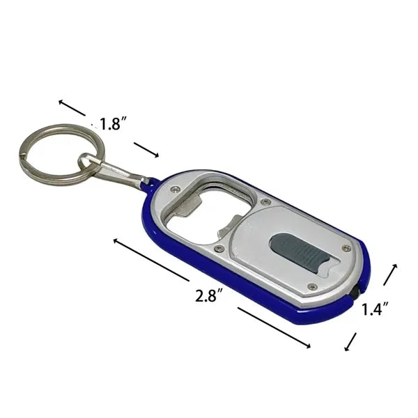 3-in-1 Stainless Steel Bottle Opener w/Keychain & LED Light