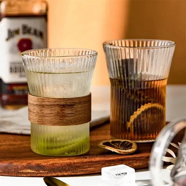 Wooden Heat Resistant Band Drinking Glasses