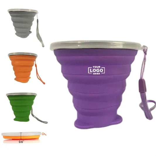9 oz Silicone Collapsible Travel Cup With Lid