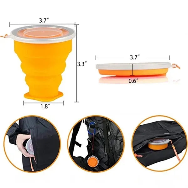 9 oz Silicone Collapsible Travel Cup With Lid