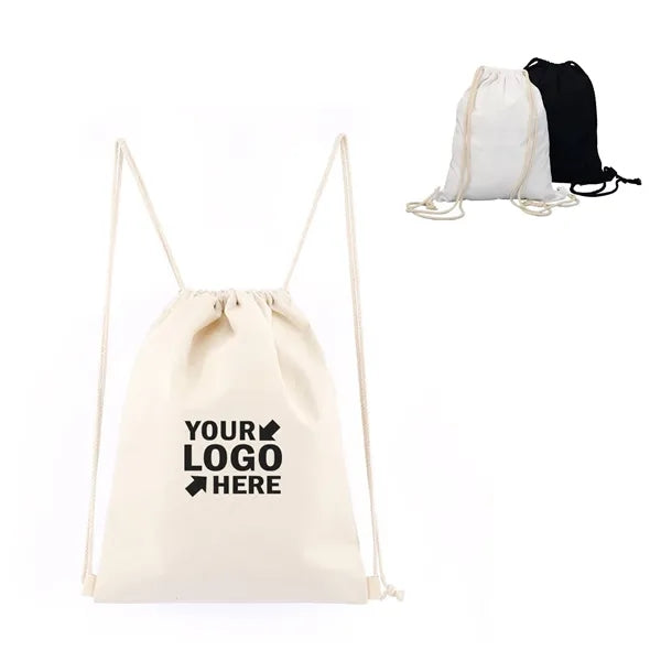 Natural Cotton Canvas Drawstring Backpack Sport Pack