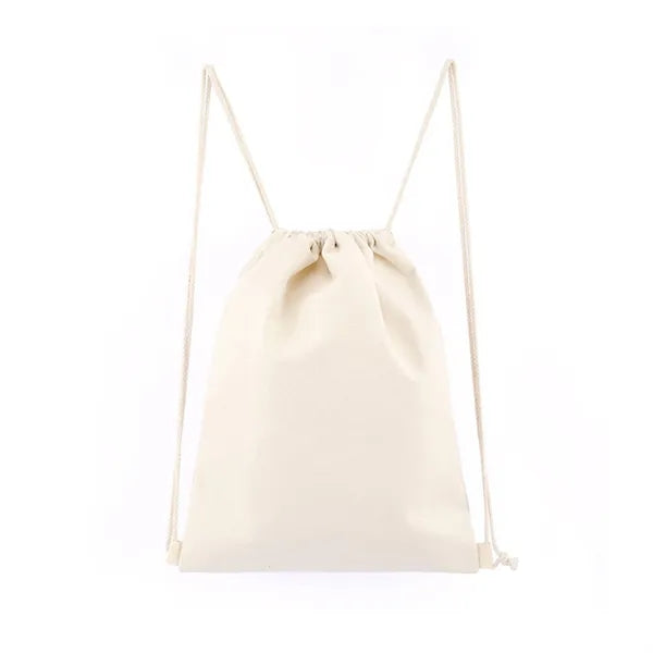 Natural Cotton Canvas Drawstring Backpack Sport Pack