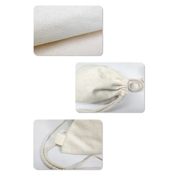 Natural Cotton Canvas Drawstring Backpack Sport Pack