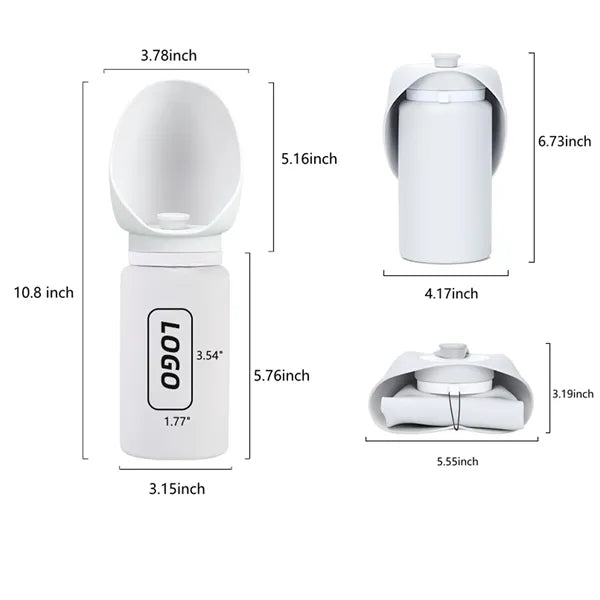 Silicone Dog Water Bottle 18.6 Oz Foldable Cup Travel Bowl