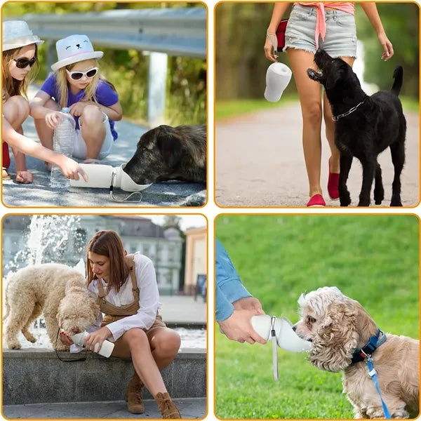 Silicone Dog Water Bottle 18.6 Oz Foldable Cup Travel Bowl