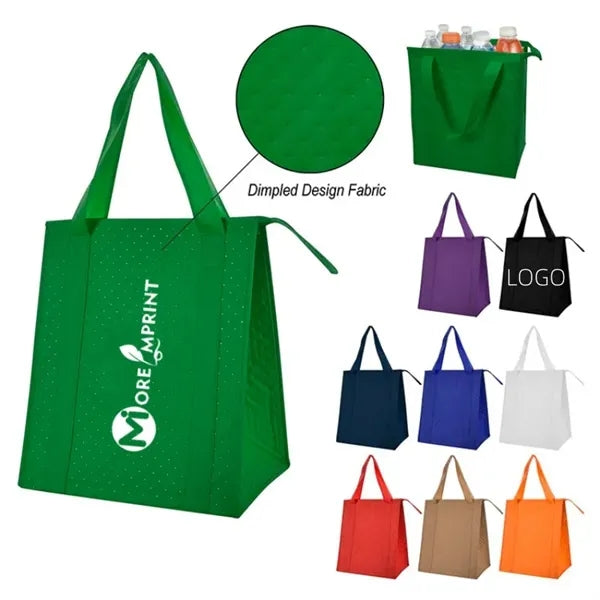 Dimples Non-Woven Cooler Tote Bag with Zipper Handles