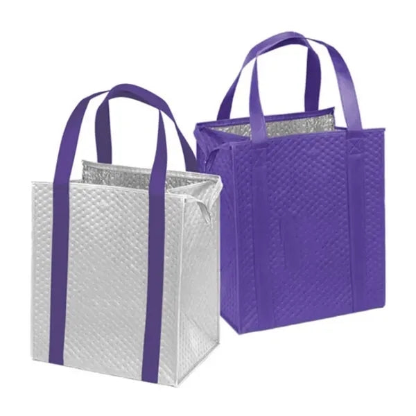 Dimples Non-Woven Cooler Tote Bag with Zipper Handles
